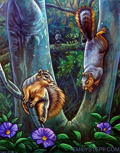 Emily Stepp squirrels forest painting illustration